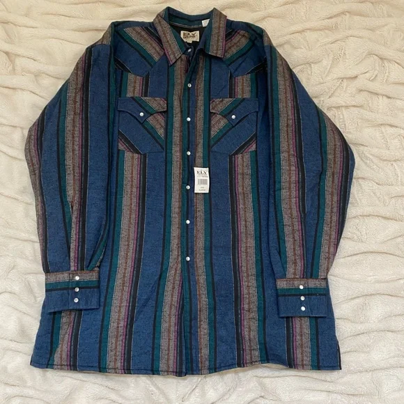 NWT Vintage ELY Cattleman pearl snap western fleece jacket Sz XL - Picture 3 of 8